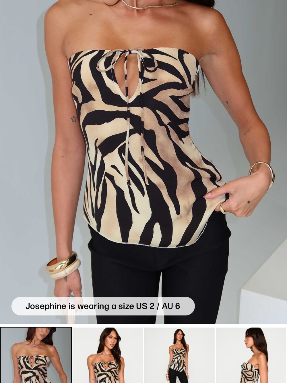 Princess Polly I Wonder Strapless Cut Out Top Tiger